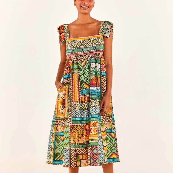 FARM Rio Dresses & Skirts - FARM Rio Banana Scarves Midi Dress